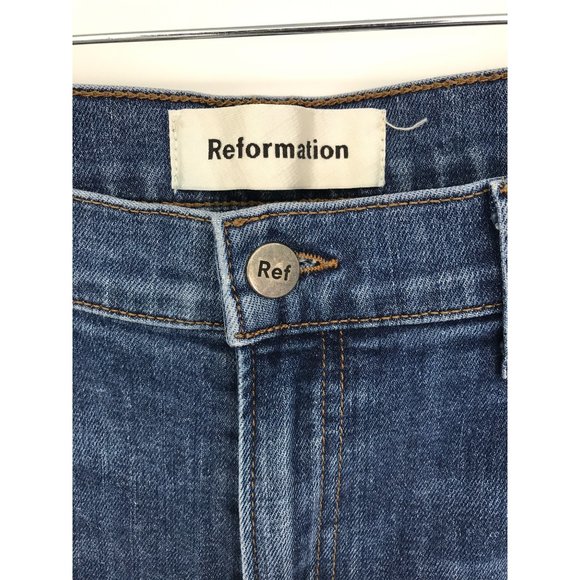 Reformation Mid Rise Slim Jean Kasai Wash Raw Hem Size 30 - Picture 3 of 5